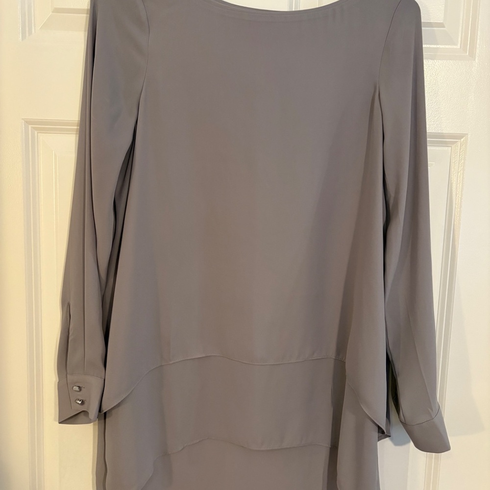 White House Black Market Taupe Layered Back Blouse
